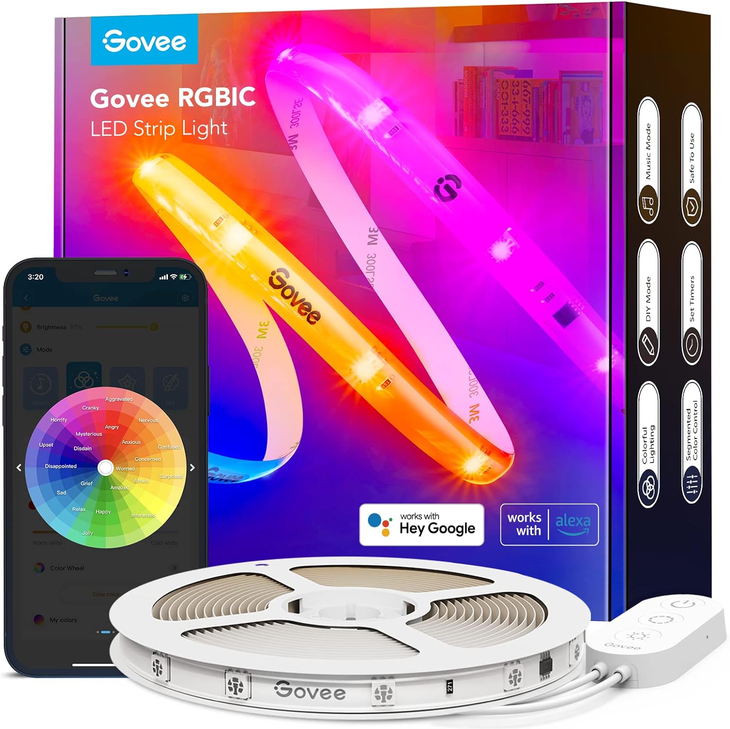 Govee RGBIC Pro LED Strip Lights, 32.8ft Color Changing Smart LED Strips, Works...