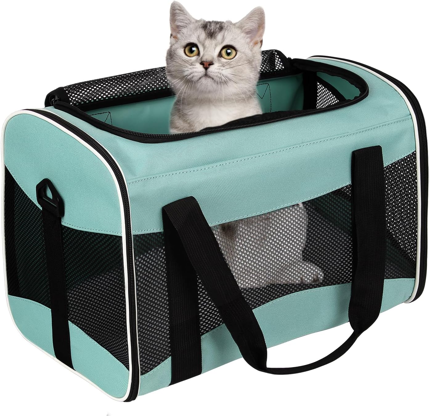 Cat Carrying Case Pet Dog Carrier Soft-Sided Cat Bag Airline Approved, Pet Trave...