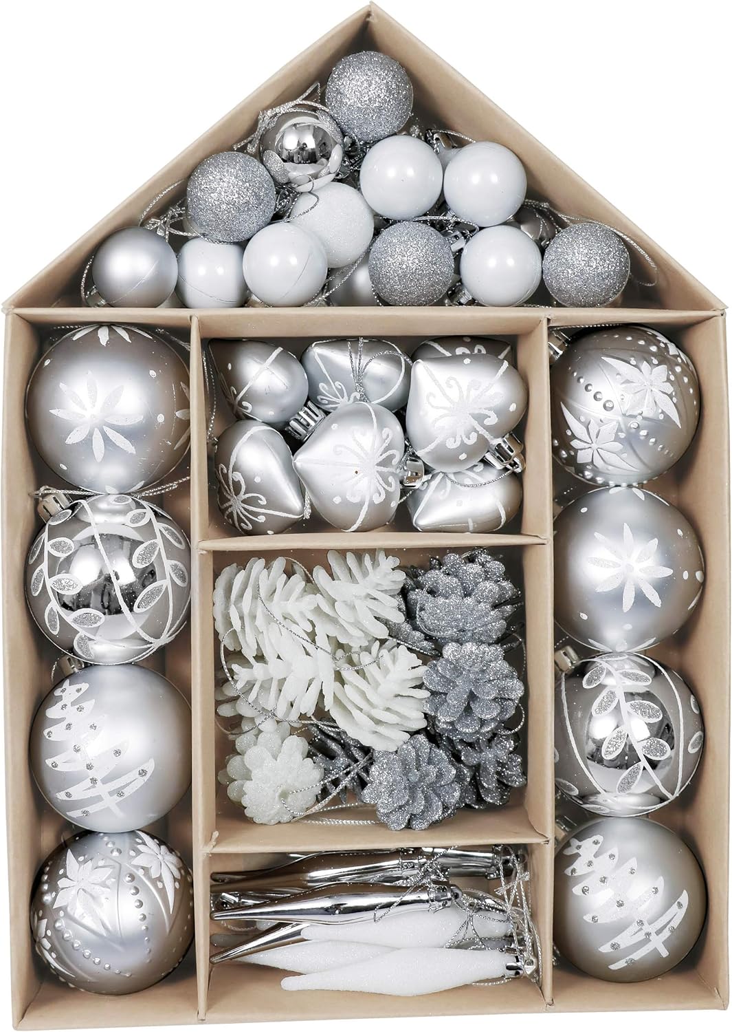 Victor's Workshop 70pcs 3-8cm Shatterproof Christmas Baubles Pack, Frozen Winter...