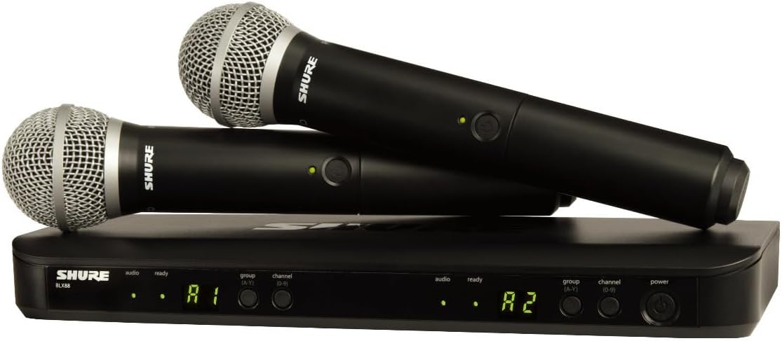 Shure BLX288/PG58 Wireless Microphone System - 14-Hour Battery Life, 300 ft Rang...
