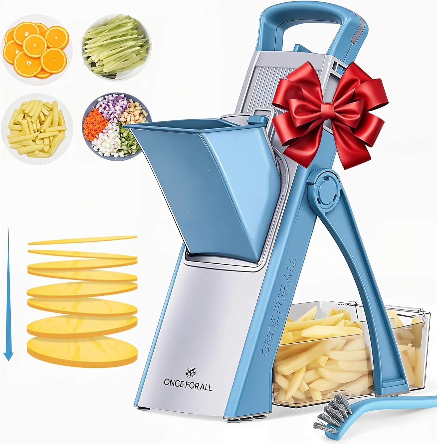 ONCE FOR ALL Upgrade Safe Mandoline Slicer Plus, Biger Size, Adjustable Vegetabl...
