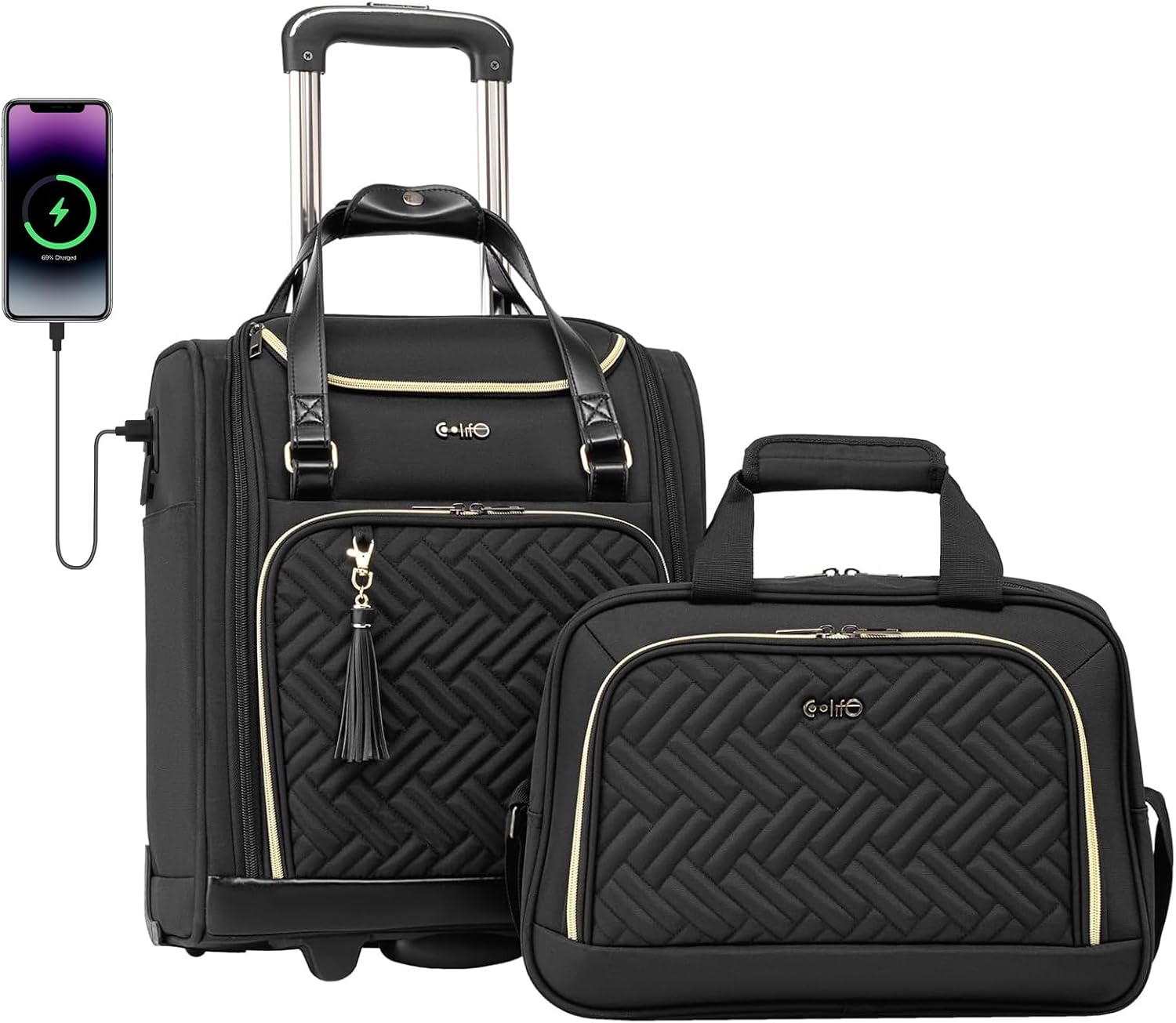 Coolife Luggage Carry On Luggage Underseat Luggage Suitcase Softside Wheeled Lug...