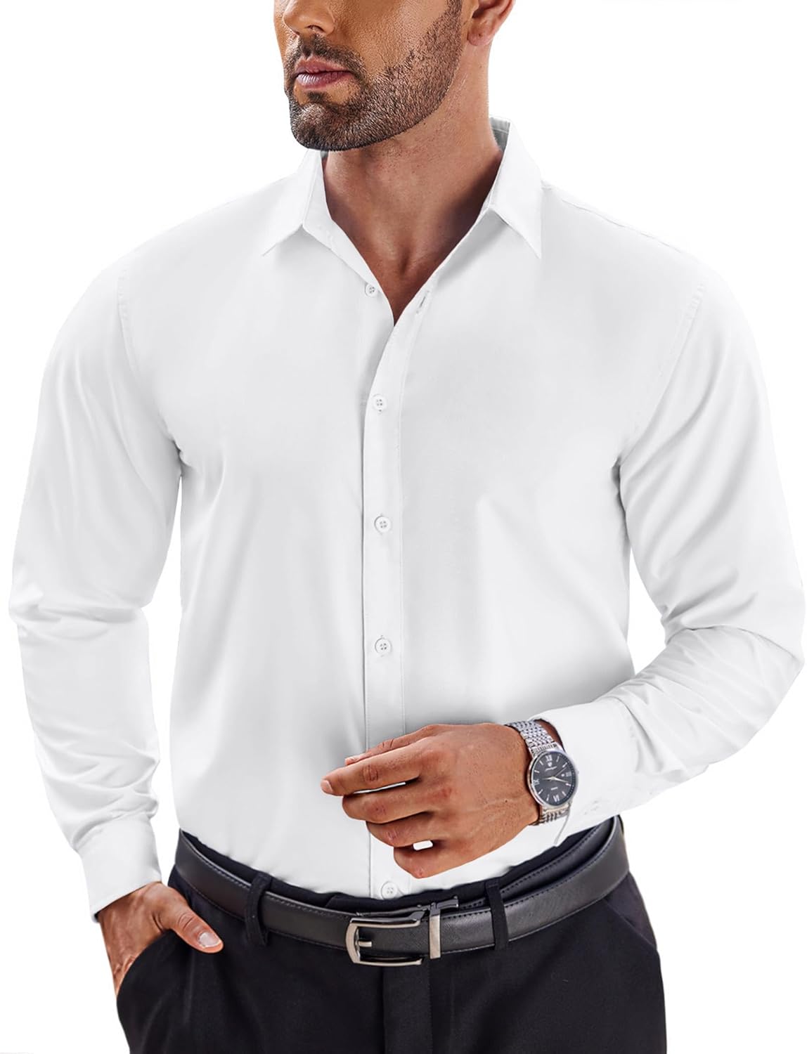 COOFANDY Men's Dress Shirts Long Sleeve Button Up Shirts Formal Business Shirt W...