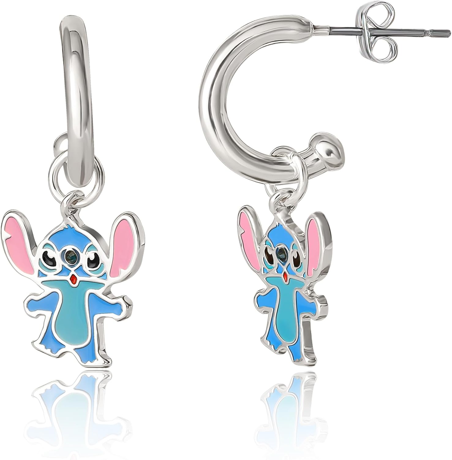 Disney Lilo & Stitch Hoop Earrings for Women – Officially Licensed Enamel and Si...