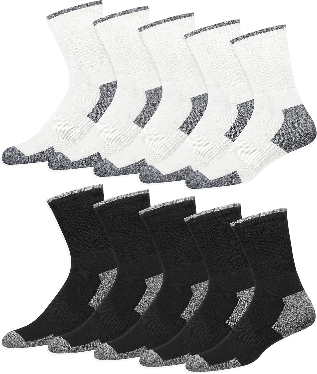 SOXCO 10 Pairs Socks Mens 9-12 Crew Work Sports Socks Women, Pack of 10 9-11 Mul...
