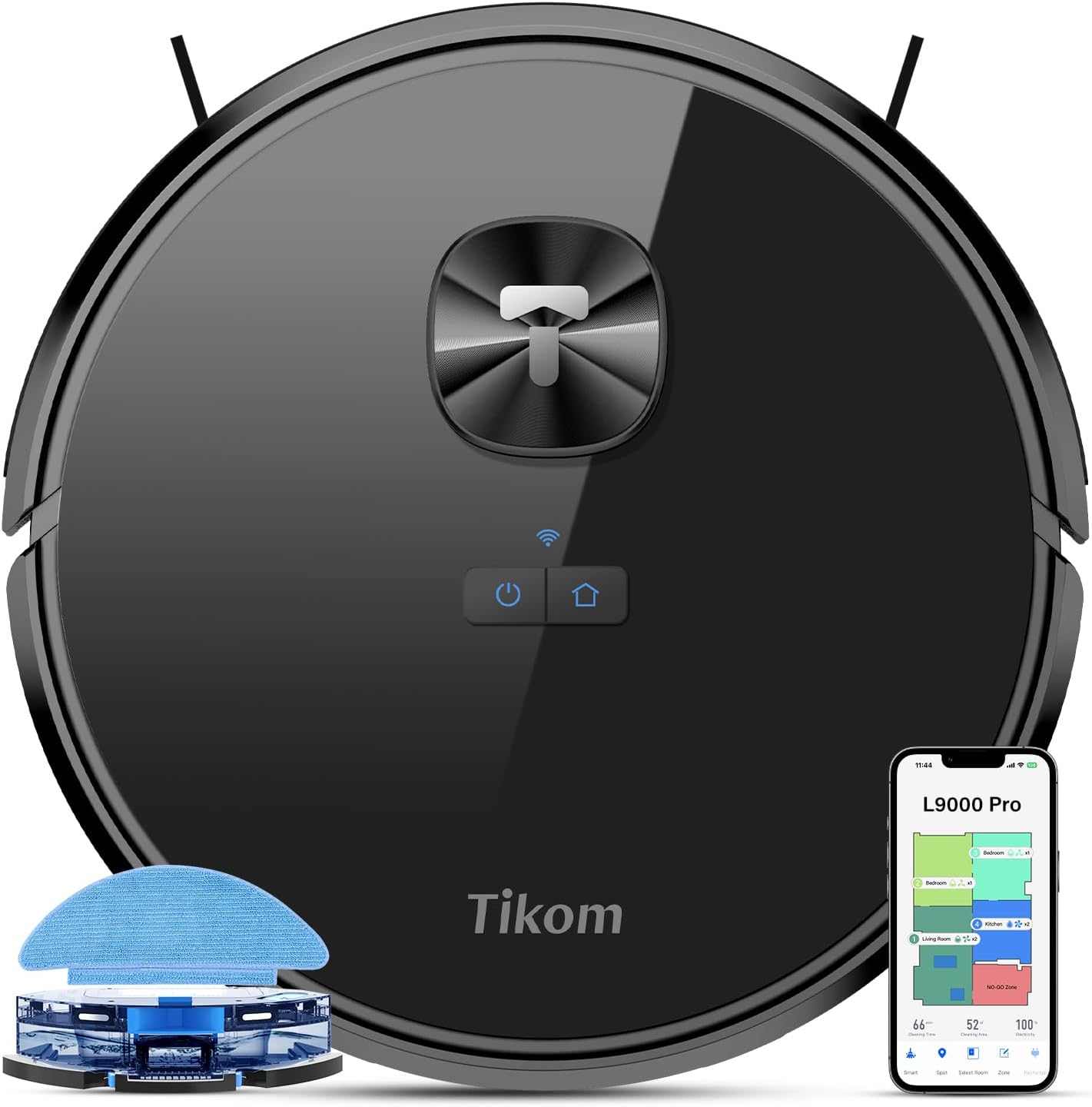 Tikom Robot Vacuum and Mop Cleaner L9000 Pro, 6000Pa Suction, 150 Min Max, LiDAR...
