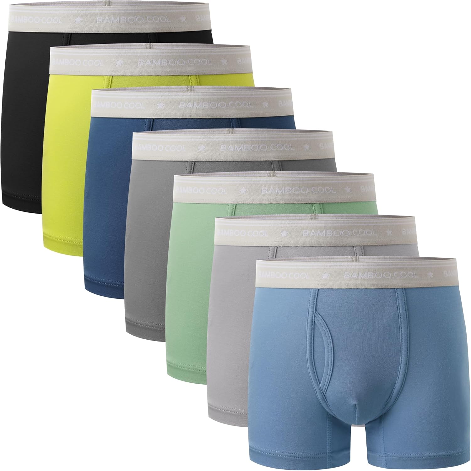 BAMBOO COOL Boys’ Boxer Briefs Underewar with Fly for Boy Soft and Breathable Mu...