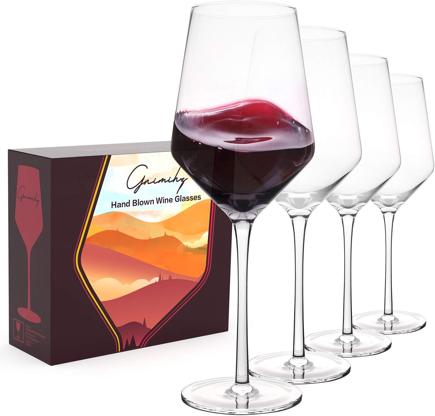 Wine Glasses Set of 4-15oz Wine Glass, Hand Blown Crystal Red Wine or White Wine...