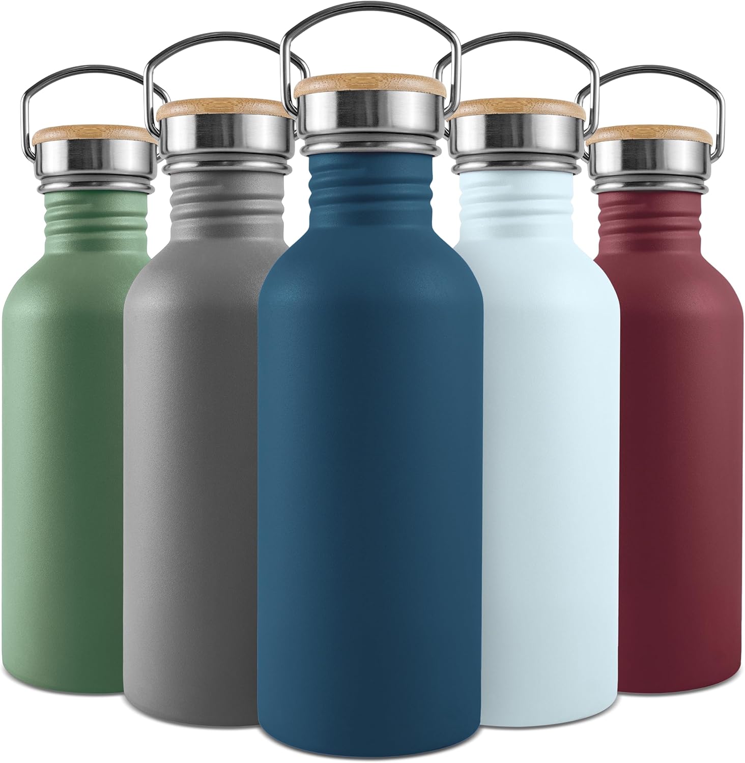 Bambaw Stainless Steel Water Bottle 1l, Blue Water Bottle, Non-Insulated Water B...