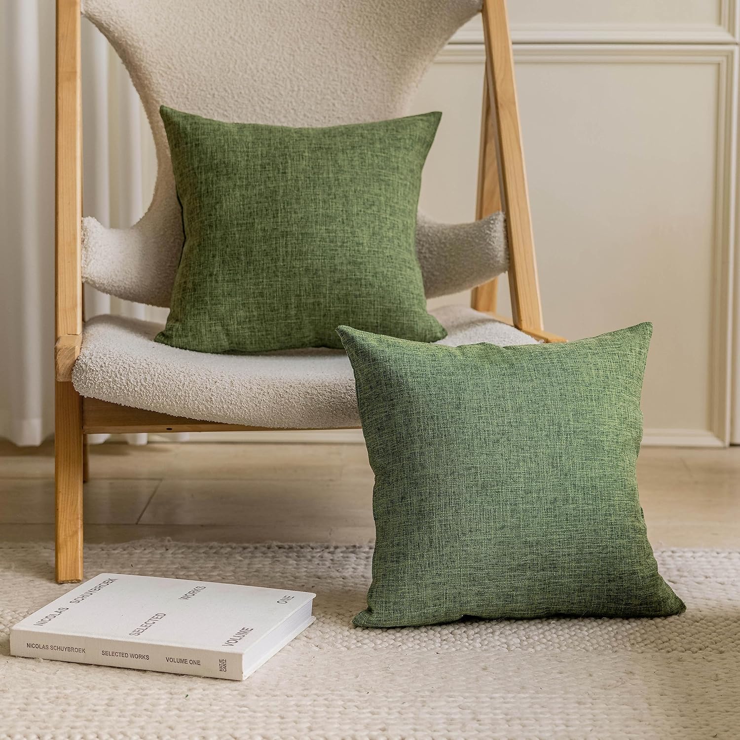Home Brilliant Set of 2 60 x 60 Cushion Covers Dark Green, Durable Burlap Linen...