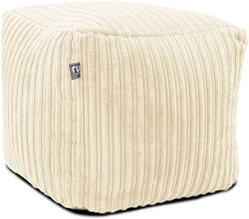 rucomfy Beanbags Corduroy Cube Footstool Bean Bag. Home Decor Accessories for Li...