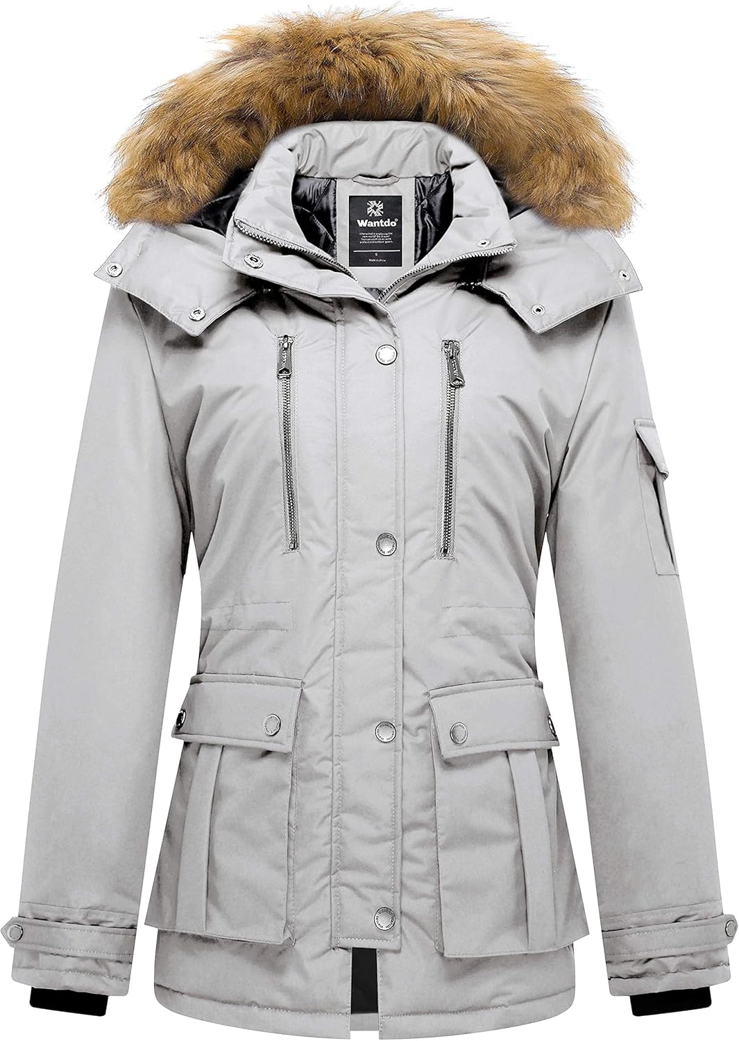 Wantdo Women's Quilted Winter Coat Faux Fur Hooded Puffer Jacket Ladies Warm Pad...