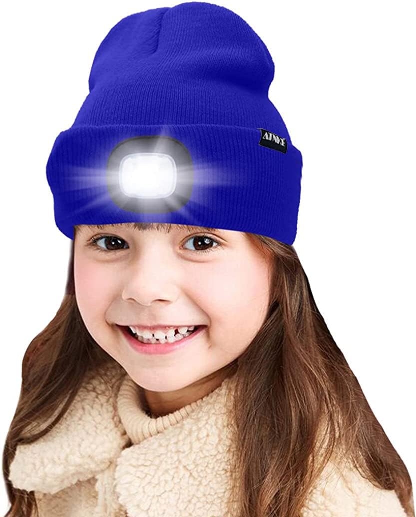 ATNKE Kids LED Lighted Beanie Cap, USB Rechargeable 4 LED Headlamp Waterproof Wi...