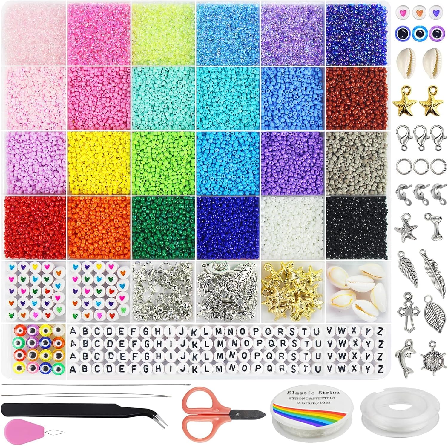 Dazhqp 15000pcs 2mm Glass Seed Beads for Jewelry Making Kit, Small Beads Friends...