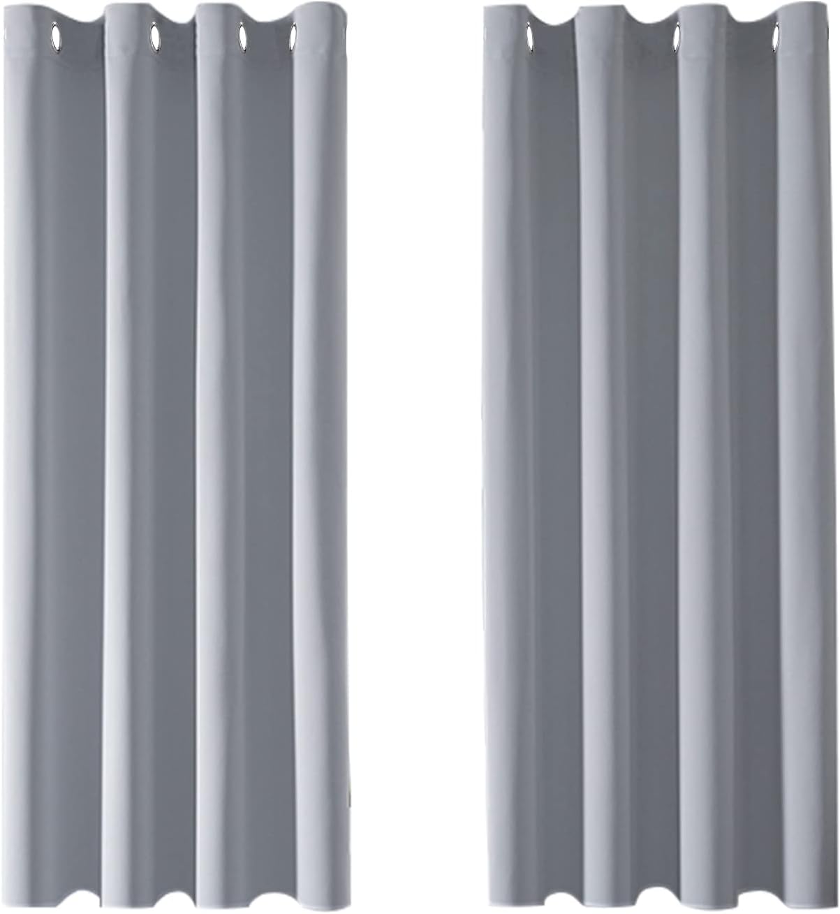 MRTREES Blackout Curtains Bedroom 63 Drop 2 Panels Light Grey Eyelet Thermal Cur...