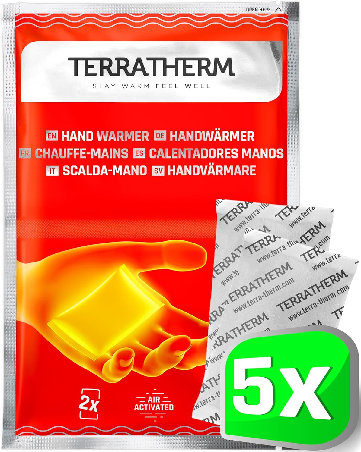 TerraTherm Hand Warmers, Pocket Hand Warmer - 5, 10 or 30 Pairs - for 12 hours o...