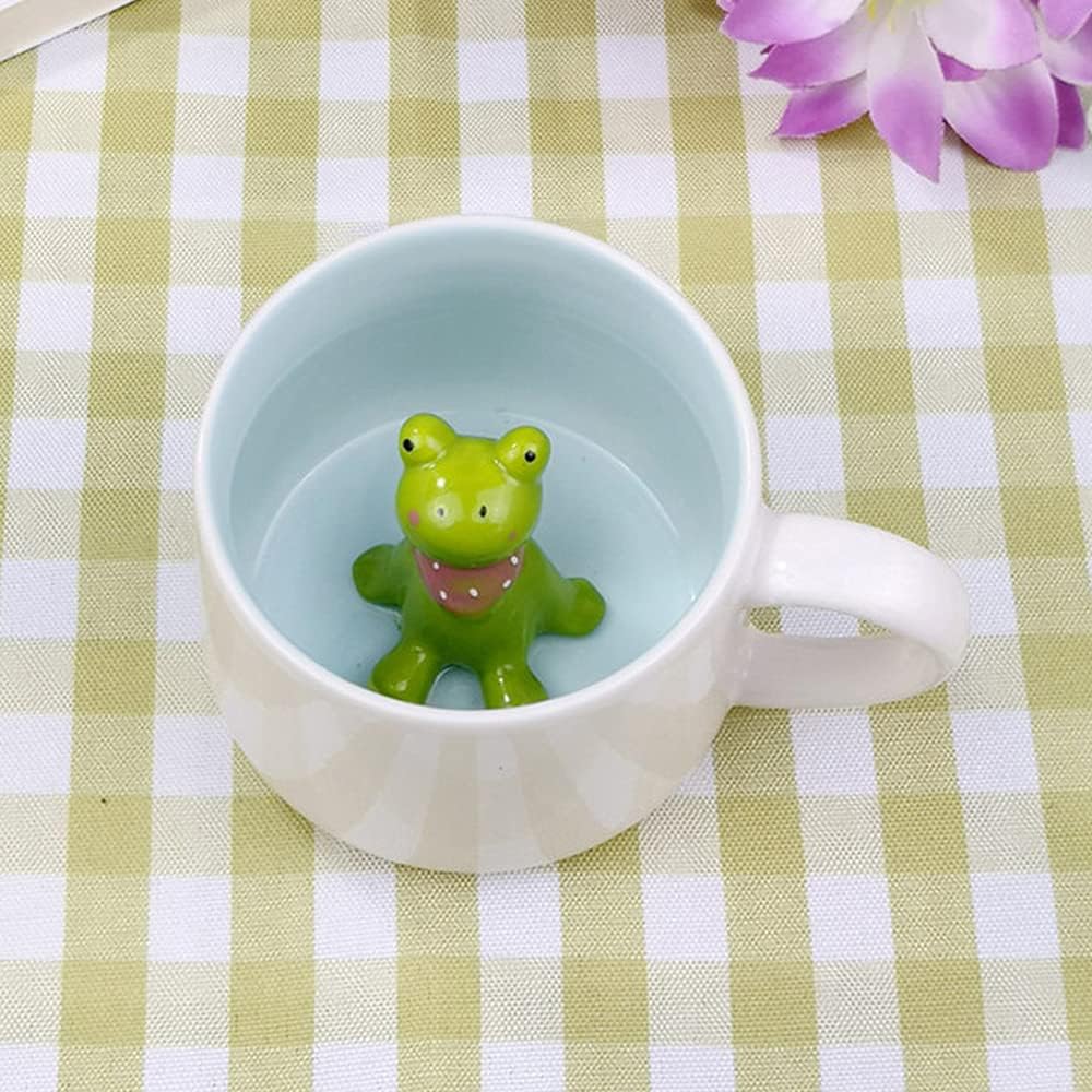 LOZACHE 3D Animal Cute Frog Coffee Mug, 12oz Funny Cartoon Handmade Figurine Mil...