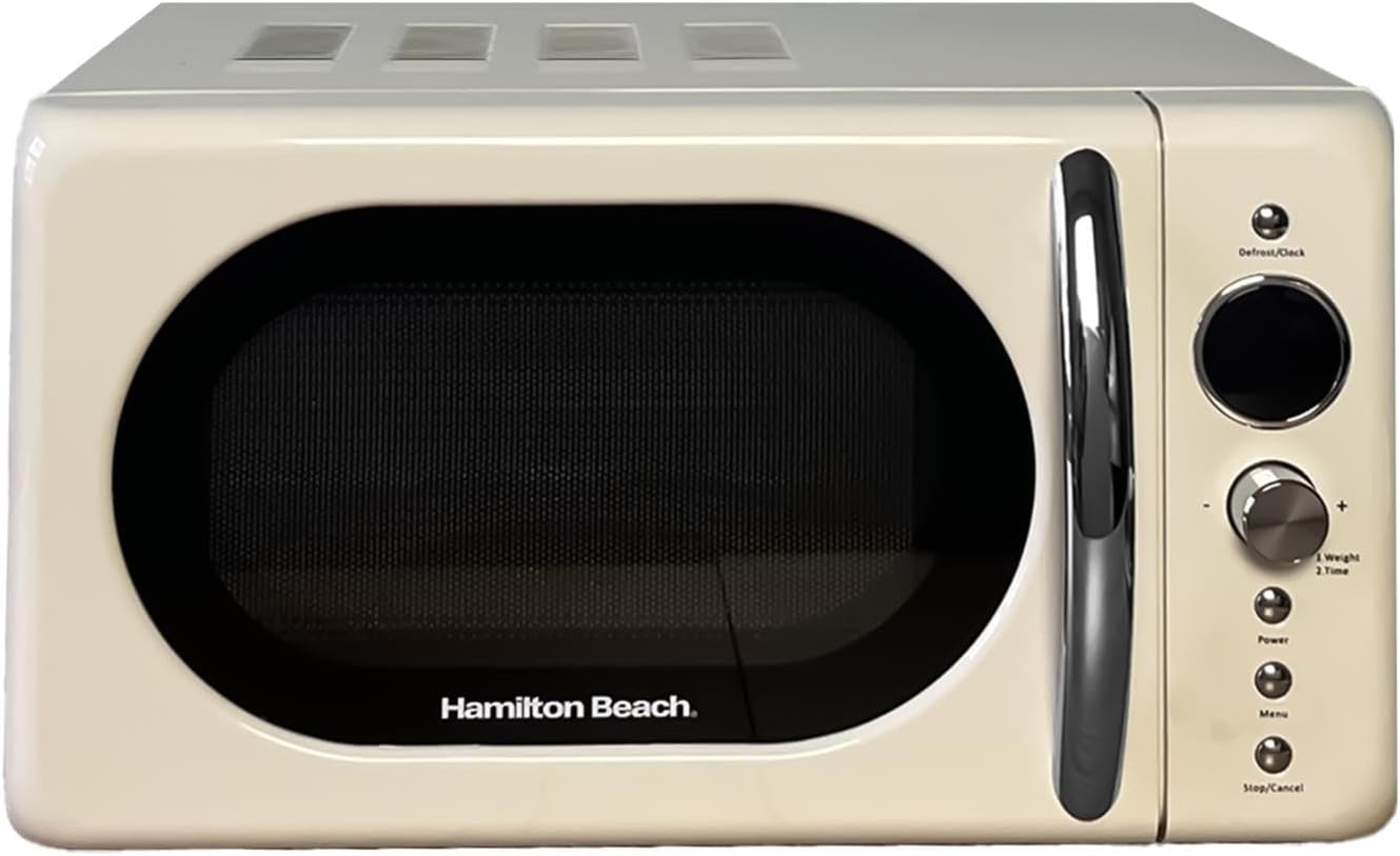 Hamilton Beach 20L Retro Microwave, Compact, 8 Presets, 60 Min Timer, Express Co...