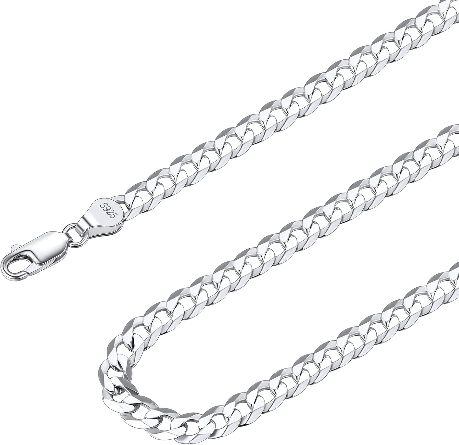 Suplight Solid 925 Sterlings Silver 3mm 5mm Flat Curb Chain/Figaro Chain Necklac...
