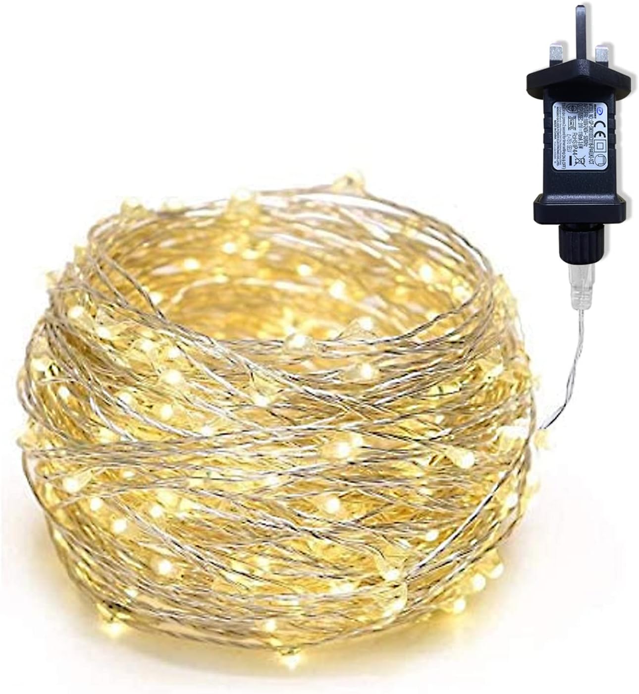 Gresonic Fairy Light Plug in 200LED 20ft/66m Warm White Mains Powered Micro Copp...