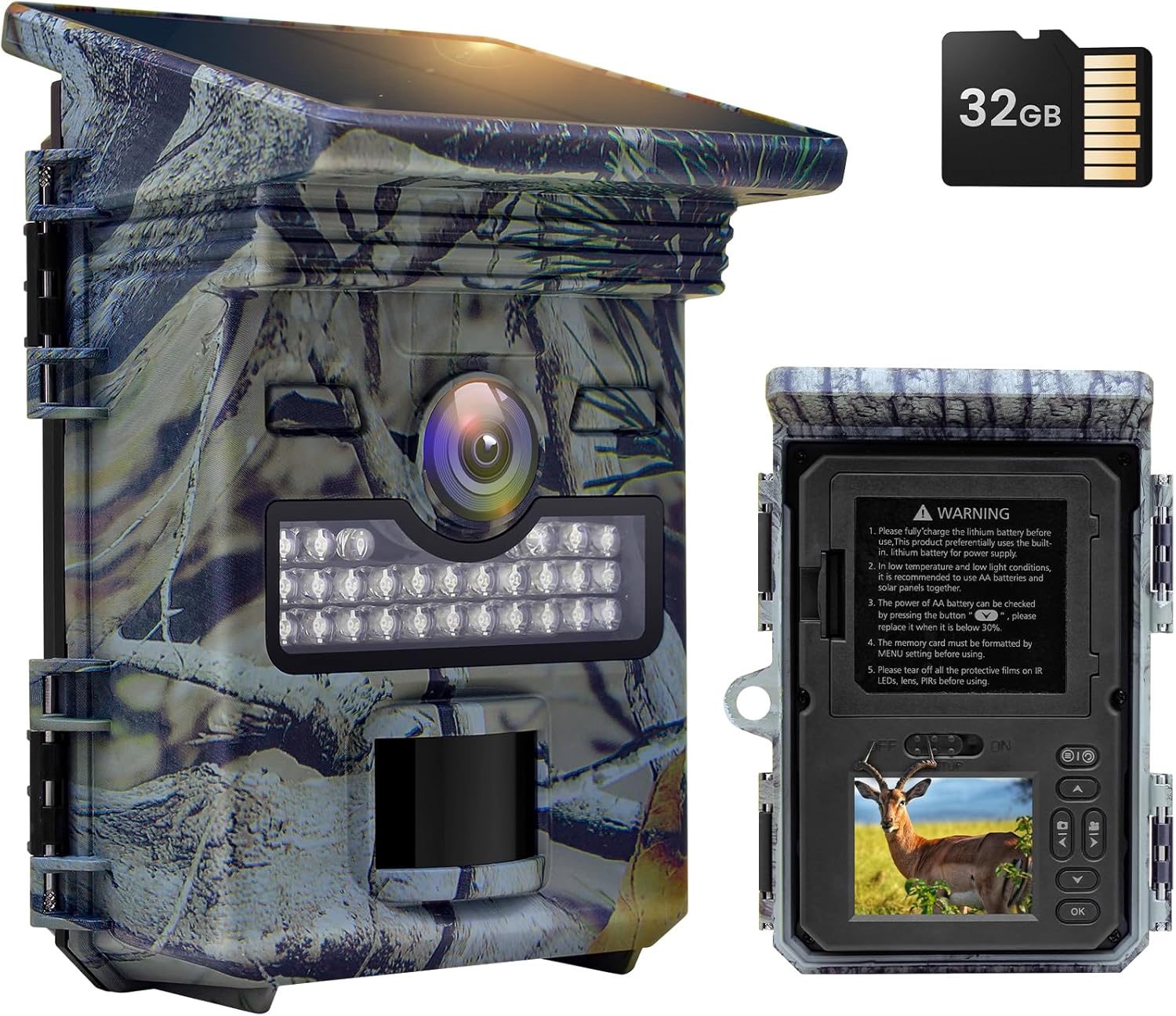 XTU Wildlife Camera Solar 4K 48MP,Trail Cameras With Night Vision Motion Activat...