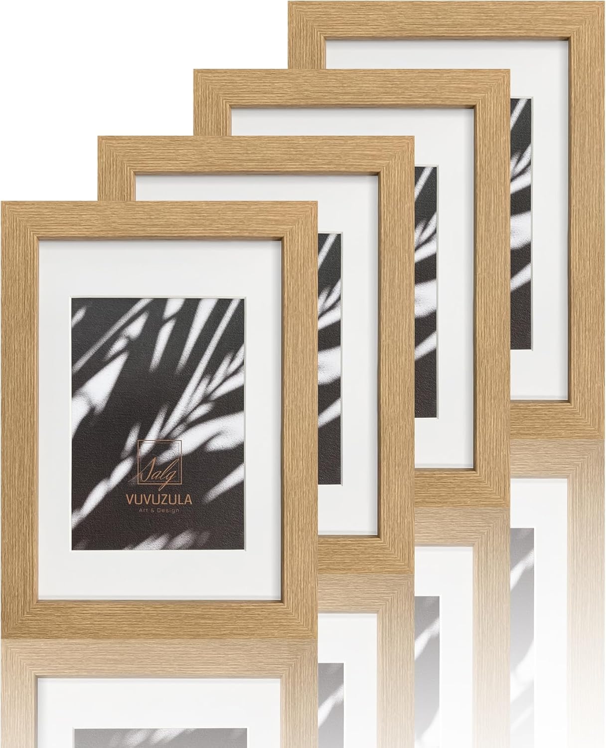 VUVUZULA A5 Frame Oak Picture Frames A5 Photo Frame with Mount for A6 Photo A5 C...