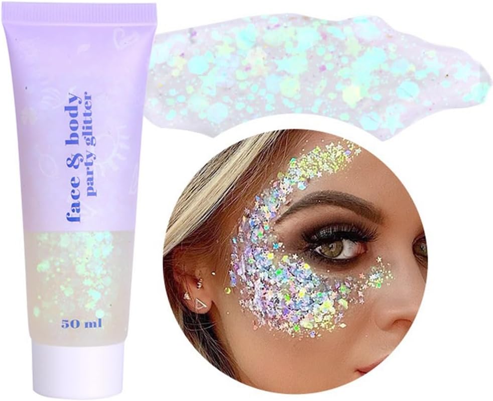 Beliky Girl Body Glitter Gel, 50ML Face Glitters Body Gel Sequins Shimmer Liquid...