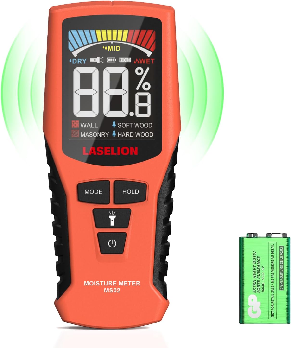 LASELION Pinless Moisture Meter MS02 Non-Destructi...