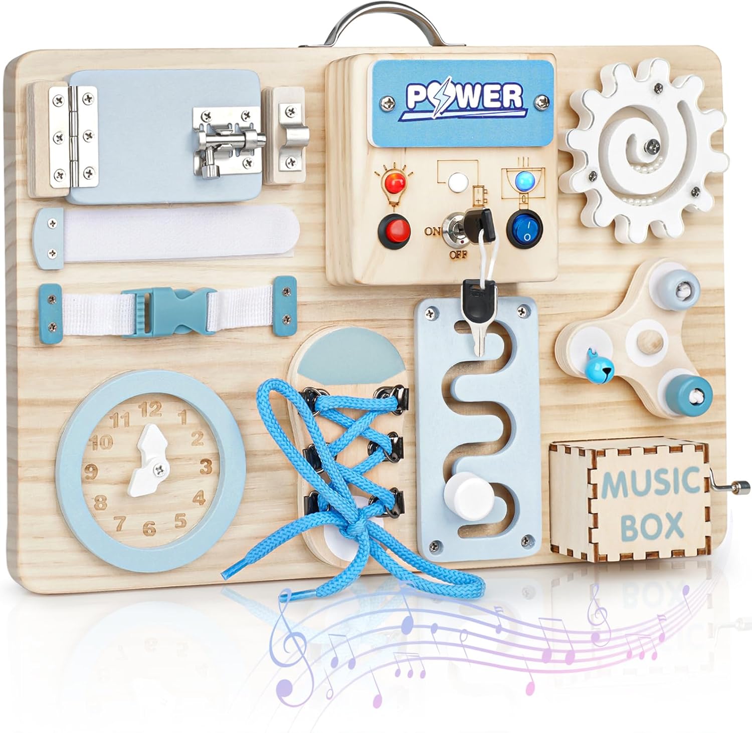 Joyreal Wooden Busy Board for Toddlers - LED Activity Board Sensory Toys Fidget...