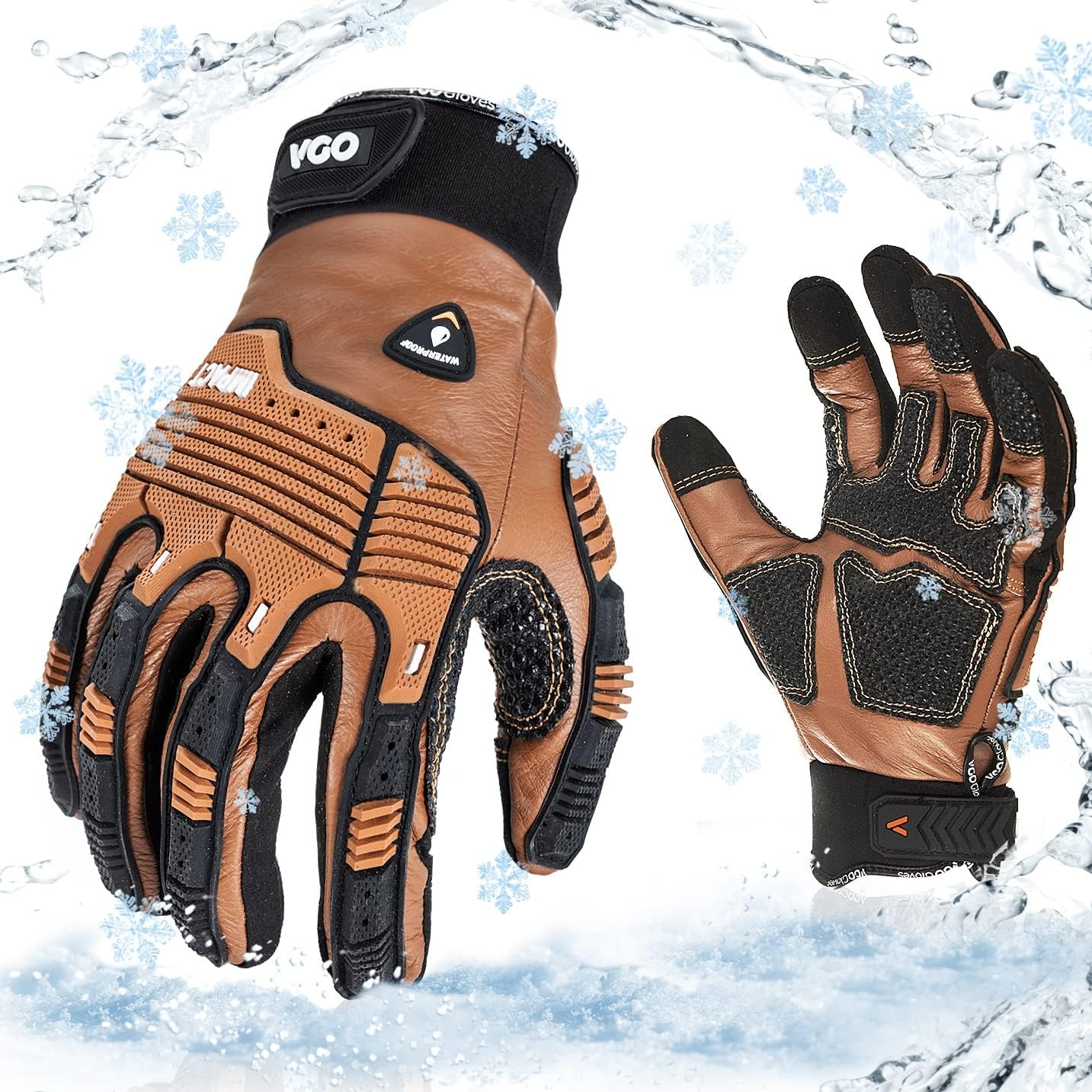 Vgo... Winter Work Gloves Men Waterproof, Warm Heavy Duty Gloves Touchscreen Ant...