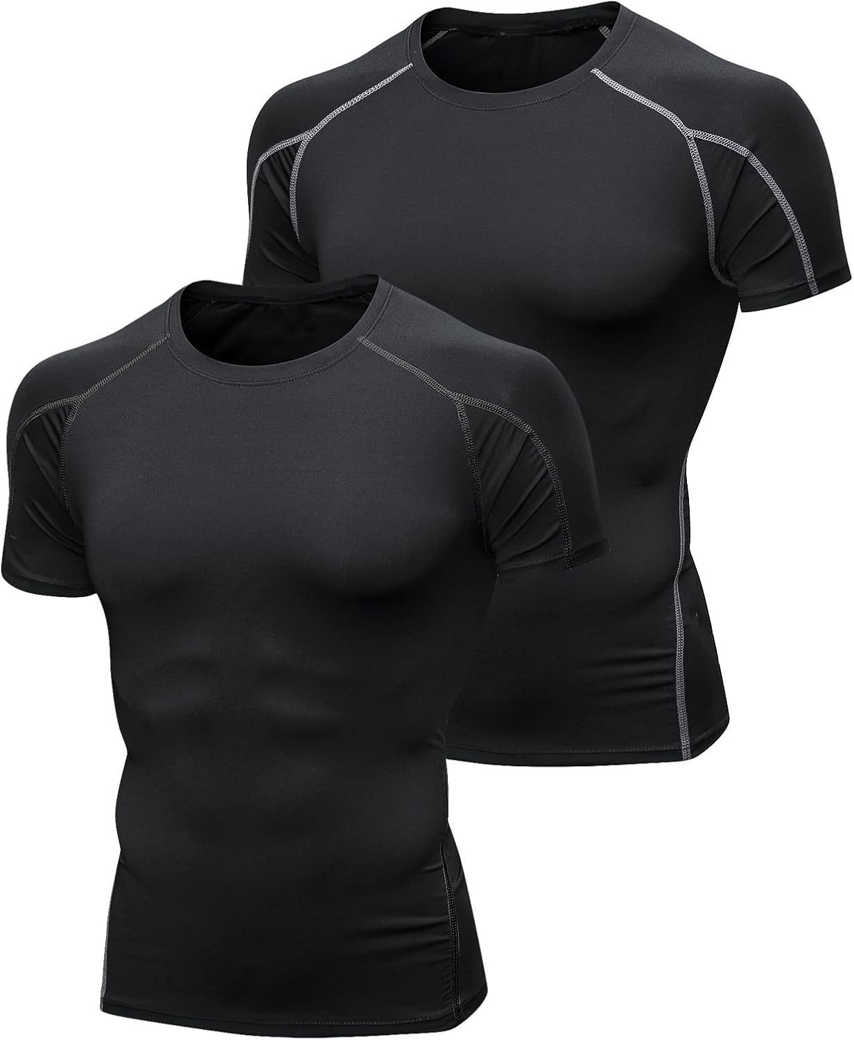 Niksa 2 Pack Short Sleeve Compression Shirts，Gym Tops for Mens Sports T-Shirts...