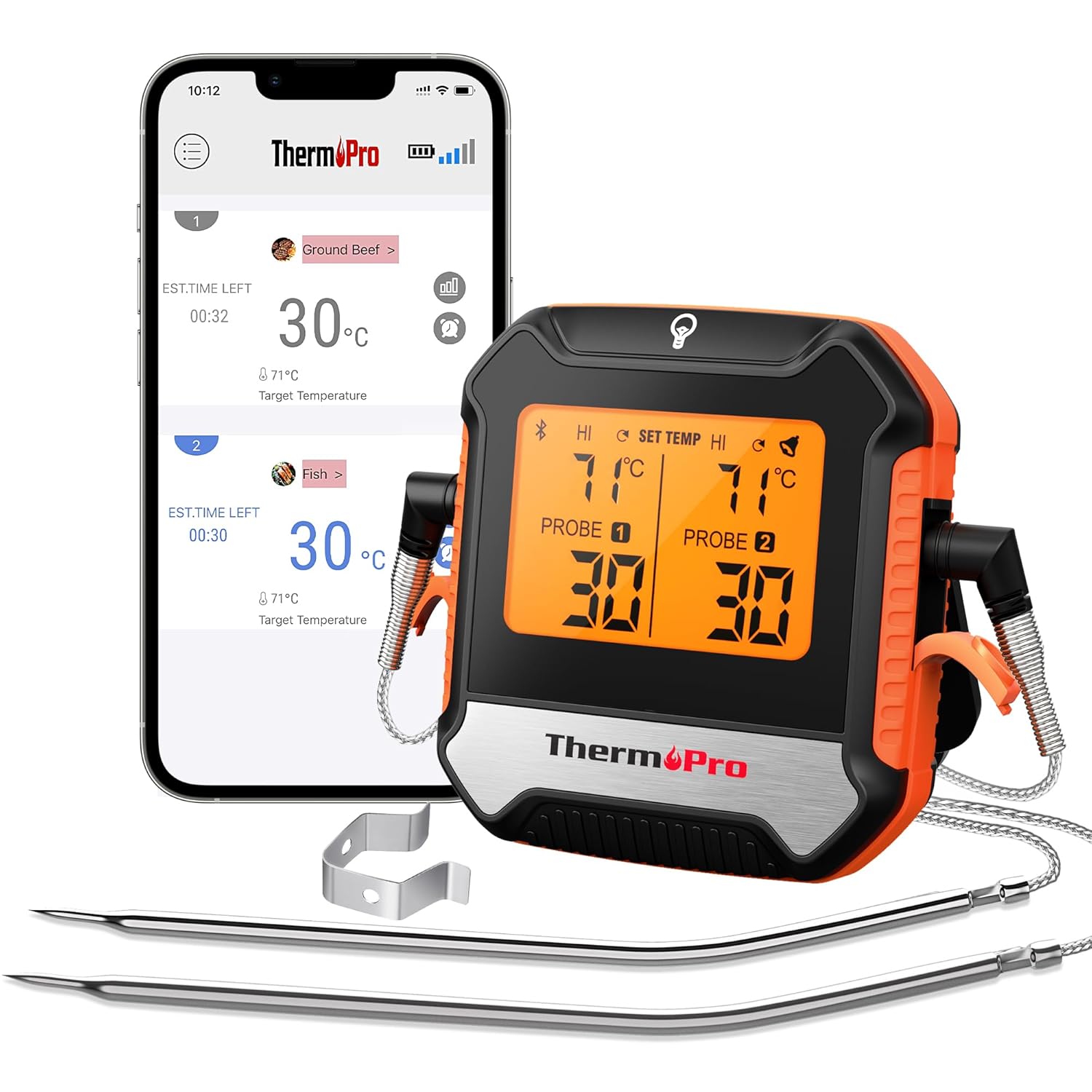 ThermoPro TP904 Digital Wireless Meat Thermometer 135M Remote Bluetooth Cooking...