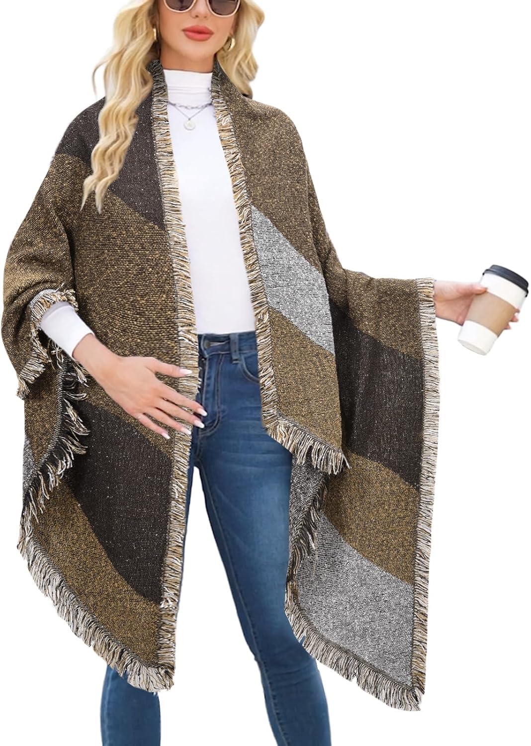 heekpek Women Large Oversized Scarf Pashmina Wrap Poncho Thick Style Scarf Patch...