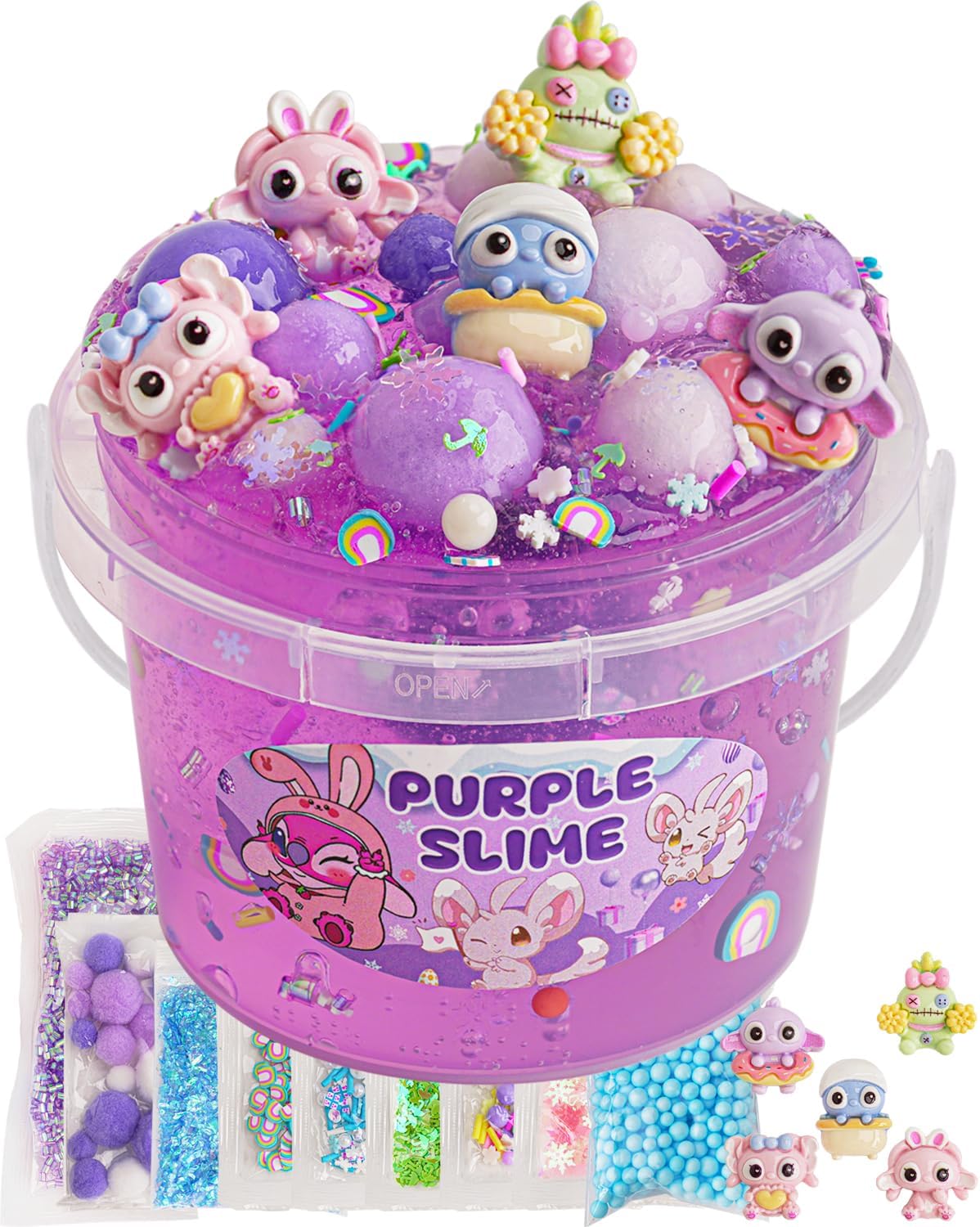 Purple Slime Kit, Clear Slime Bucket, Slime Party Favors for Kids, Crunchy Slime...