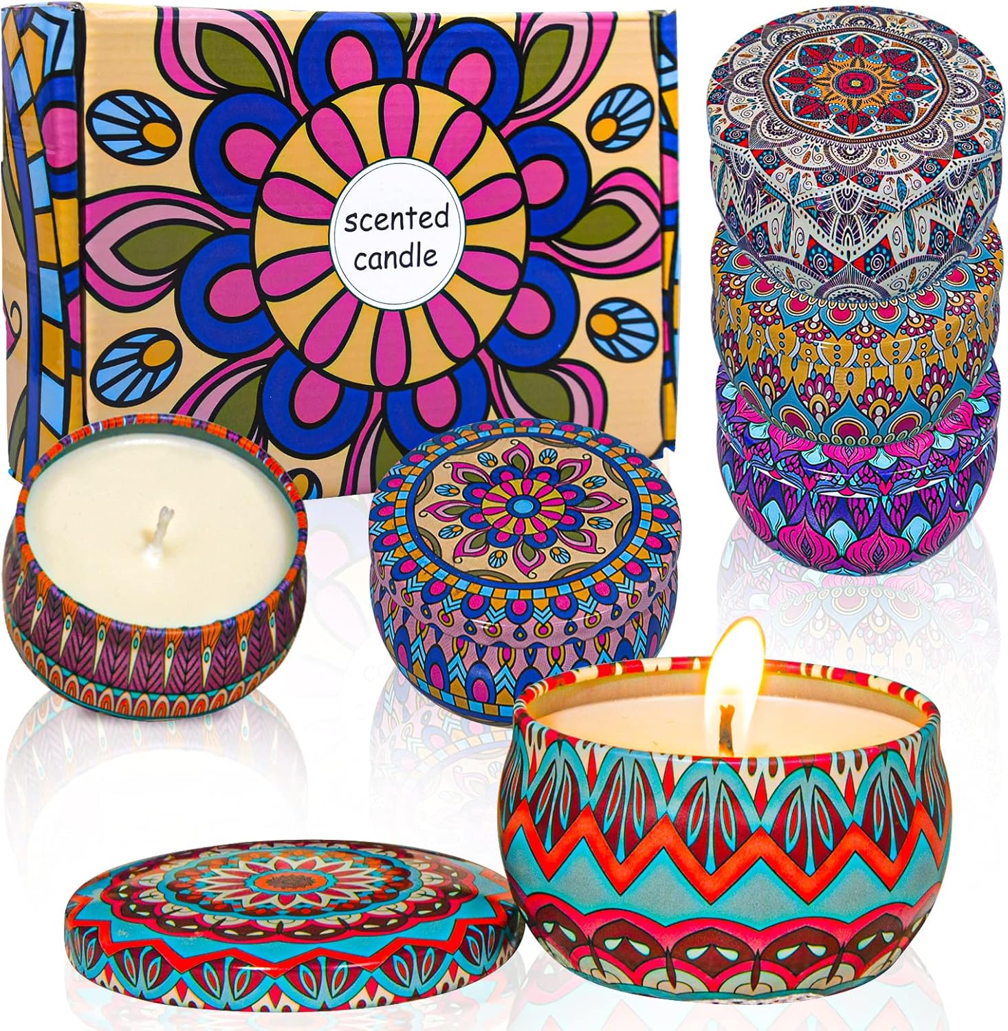 Scented Candles Aromatherapy Gift Set: 6 Pack Rose Lavender Vanilla Freesia Lemo...