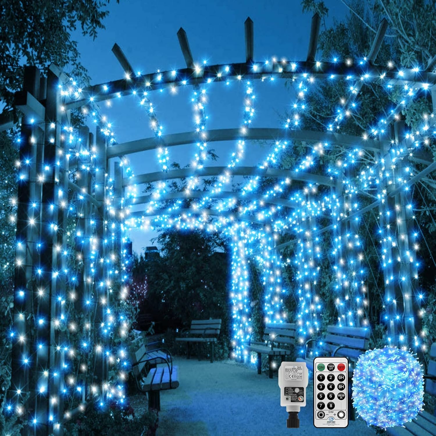 CORST 100m 600LED Outdoor Christmas Tree Lights Plug in Long Outdoor Fairy Light...