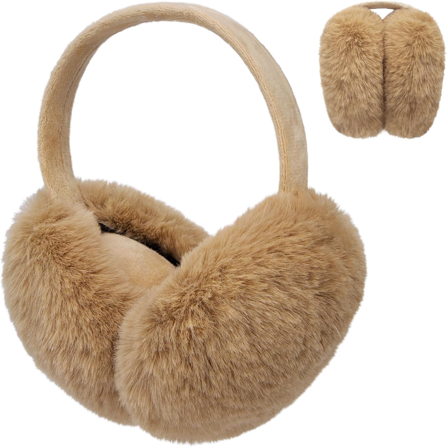 Justay Comf Foldable Ear Muffs Women Soft Thermal Fluffy Faux Fur Ear Warmers Ea...