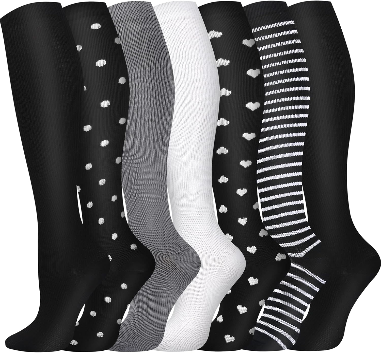 Pnosnesy Compression Socks, (2/7 Pairs) for Men & Women 15-20 mmHg is Best for A...