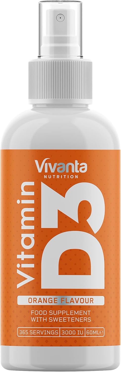 Vitamin D Spray - 60ml (4X Size) - 3000 IU x 365 Servings - Orange Flavour - 1 Y...