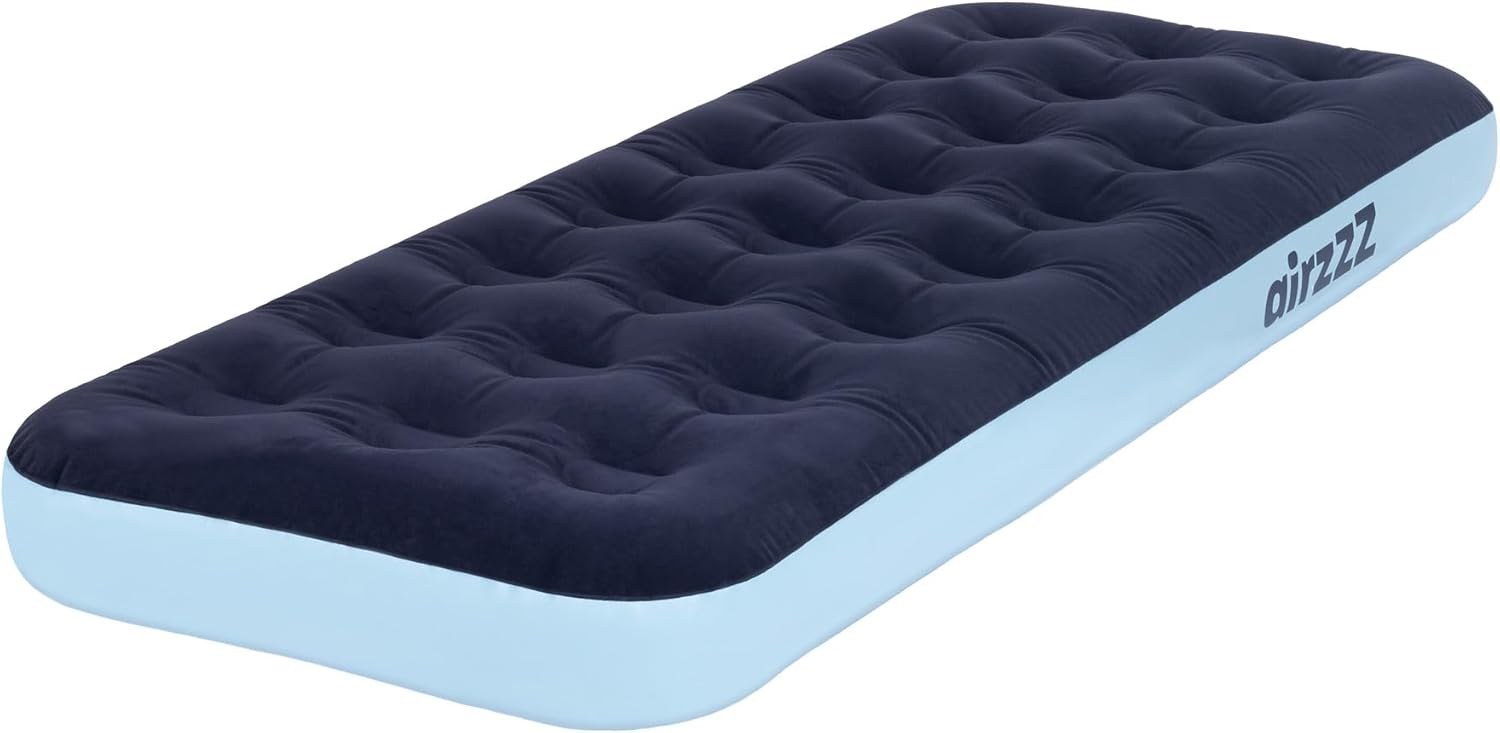 airzzZ Inflatable Flocked Airbed - Quick Inflation & Deflation Mattress - Lightw...