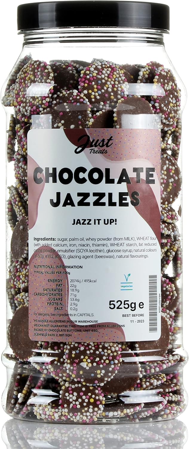 Traditional Chocolate Jazzies Gift Jar from The A-Z Retro Sweet Shop Collection...
