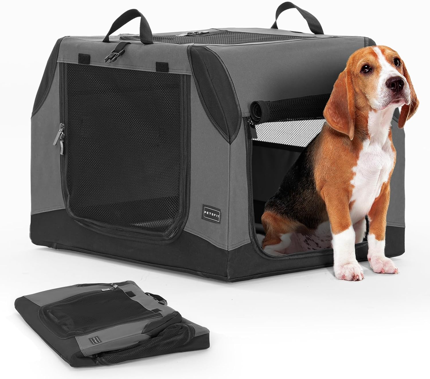 Petsfit Dog Crate for Car Travel for Car, Easy On The Go, Easy to Stow, Adjustab...
