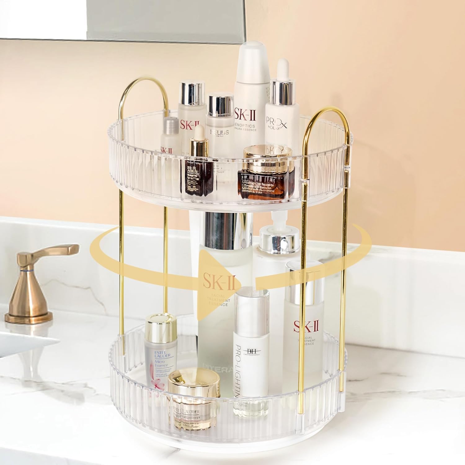 Rotating Makeup Organizer for Vanity, Large Skincare Make Up Storage Perfume Org...