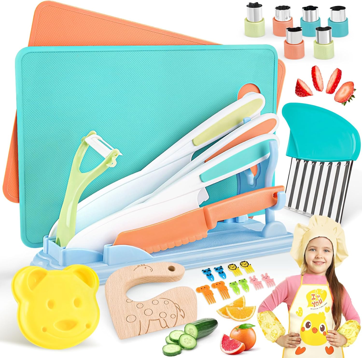 Dreamon Kids Knife Set for Chopping, Mini Chef Knife Set for Kids Kitchen Safety...
