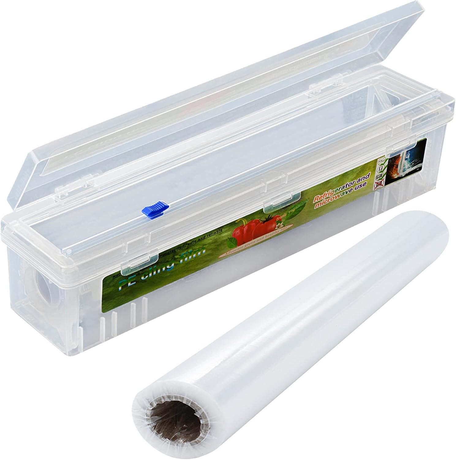 Cling Film Dispenser and Cutter Wrap Dispenser, Plastic Cling Wrap Refillable Pl...