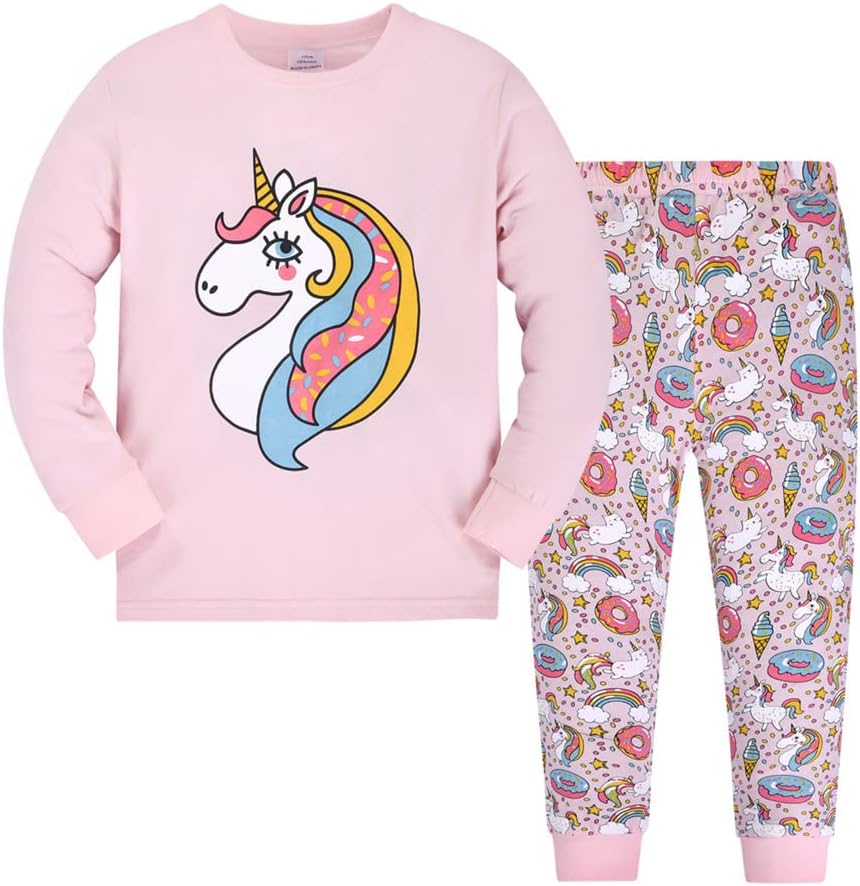 LitBud Girls Pajamas Unicorn,Sleepwears 2pcs Long Sleeves Pjs Nightwear Tops + P...