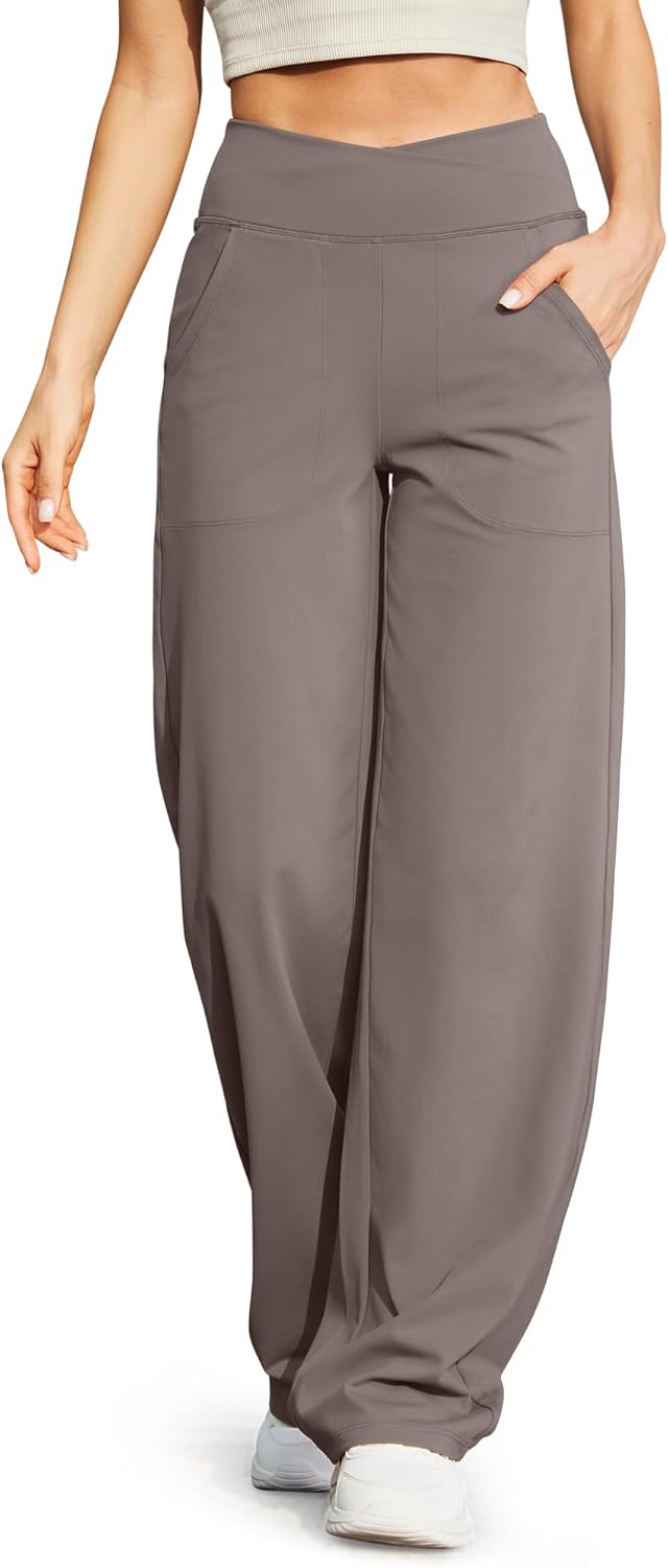 G4Free Yoga Pants for Women Wide Leg Trousers Crossover High Waist with Pockets...