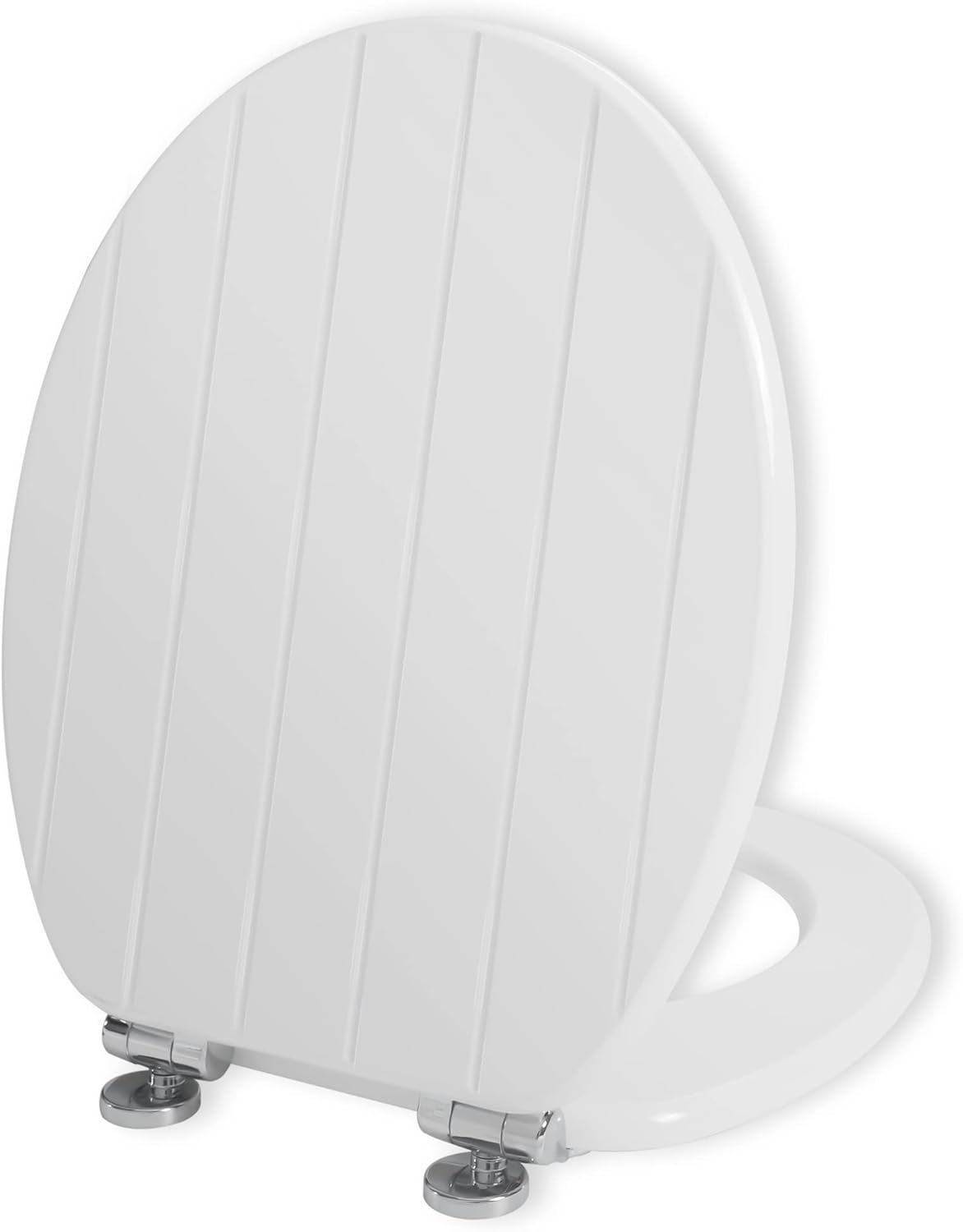 Angel Shield White Wooden Toilet Seat Antibacterial Adjustable Hinges Toilet Sea...