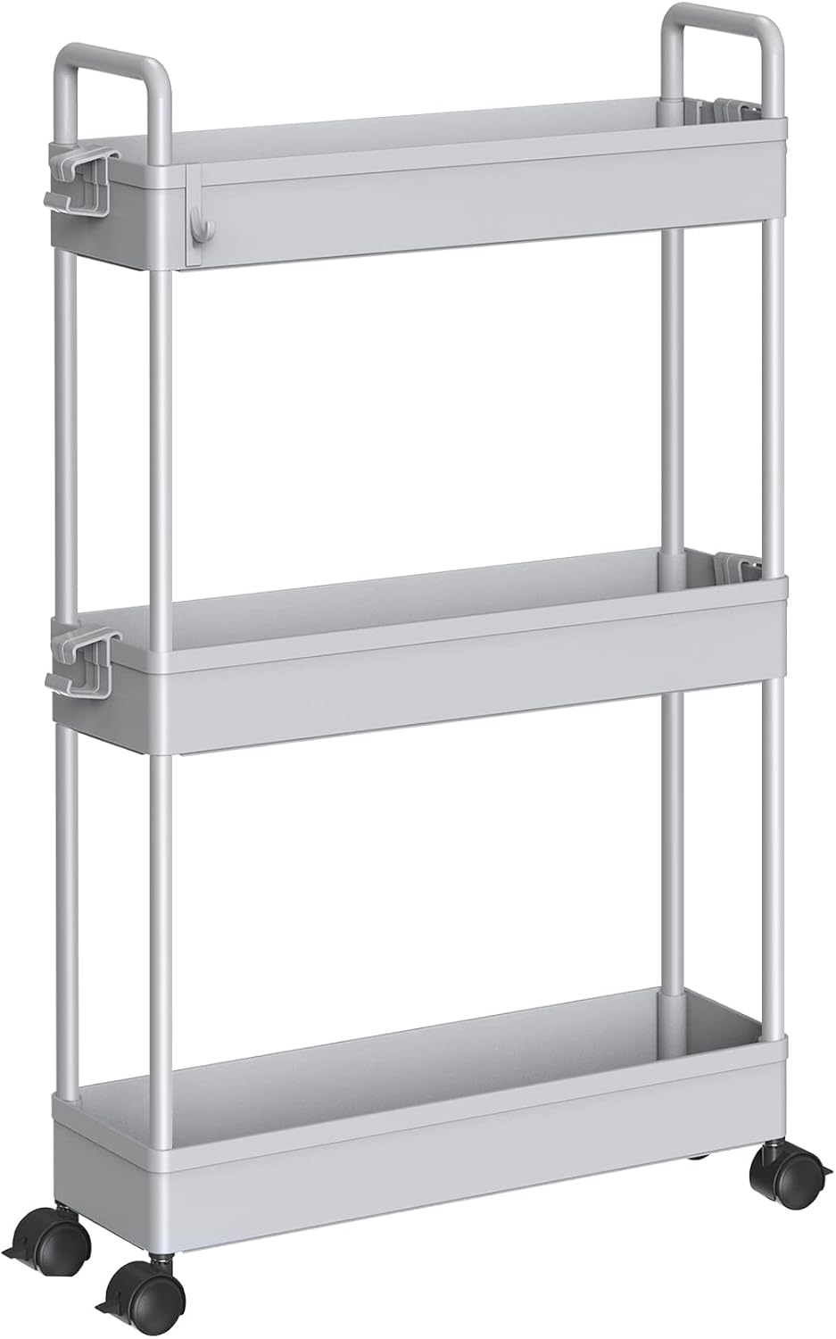 SOLEJAZZ 3-Tier Storage Trolley Cart Slide-out Slim Rolling Utility Cart Mobile...