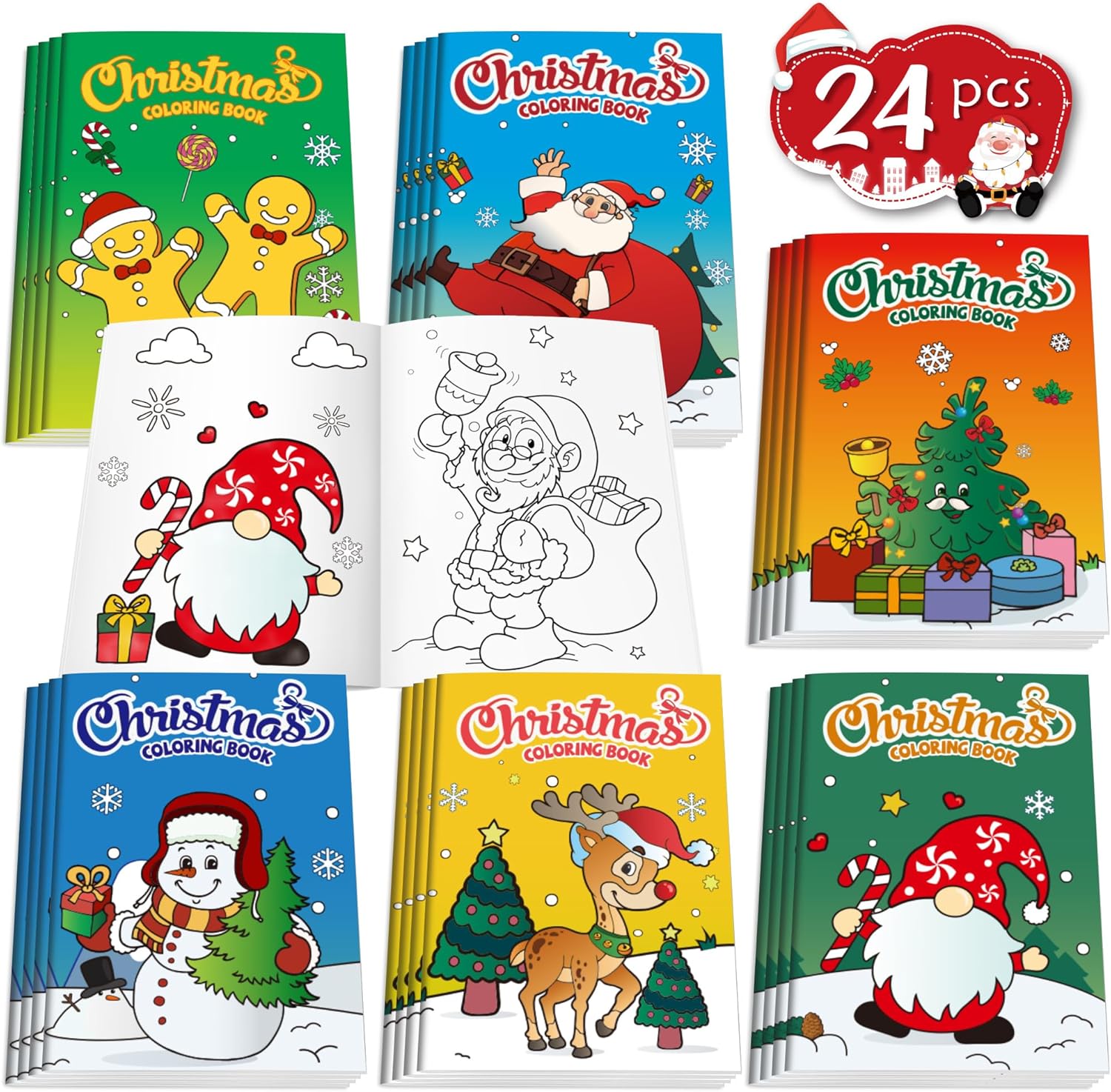 D-FantiX 24 Pack Christmas Colouring Books for Kids, Christmas Party Favors for...